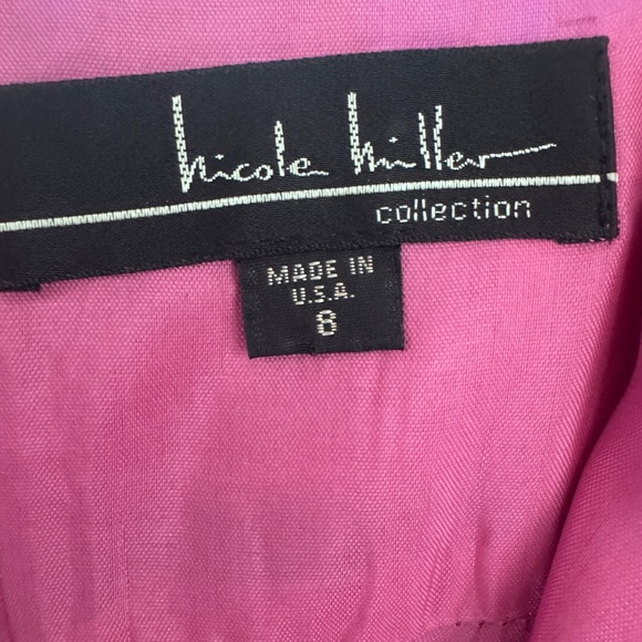 Nicole Miller Blue and Purple Silk Dress, Spaghetti Straps, Beaded Bodice - Picture 5 of 7